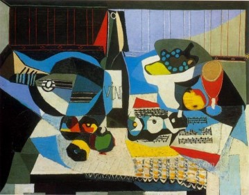 wine pub pubs folies bars nighthawks Painting - The wine bottle 1925 cubism Pablo Picasso